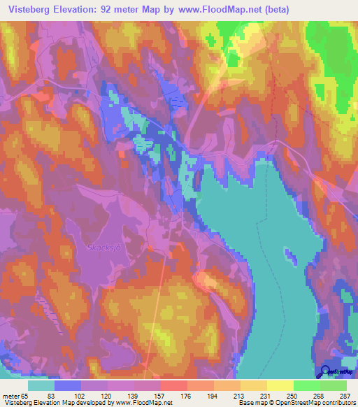 Visteberg,Sweden Elevation Map