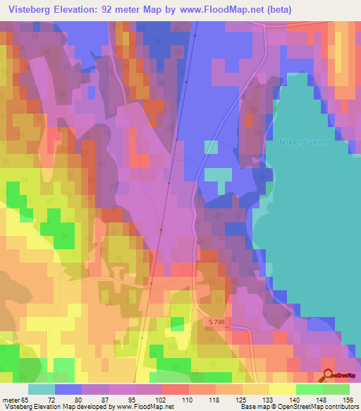 Visteberg,Sweden Elevation Map