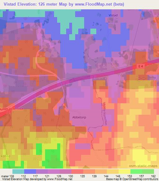 Vistad,Sweden Elevation Map