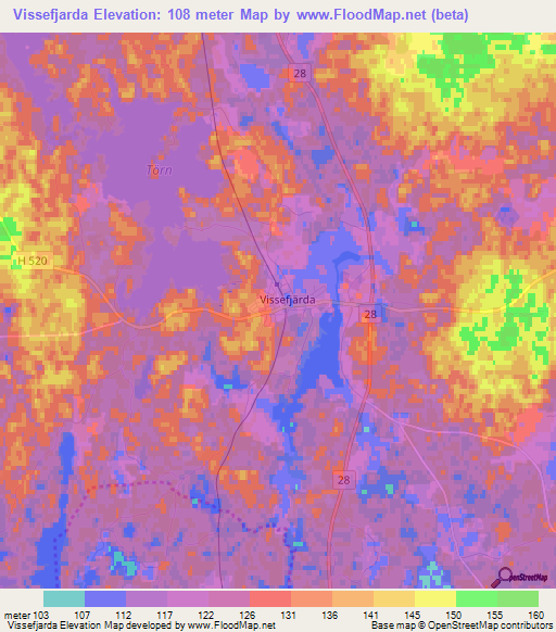 Vissefjarda,Sweden Elevation Map