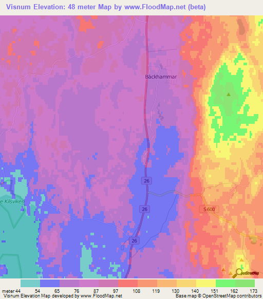 Visnum,Sweden Elevation Map