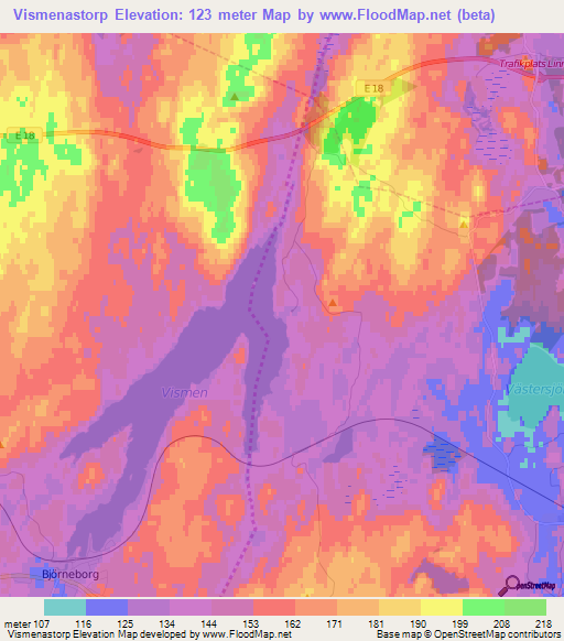Vismenastorp,Sweden Elevation Map