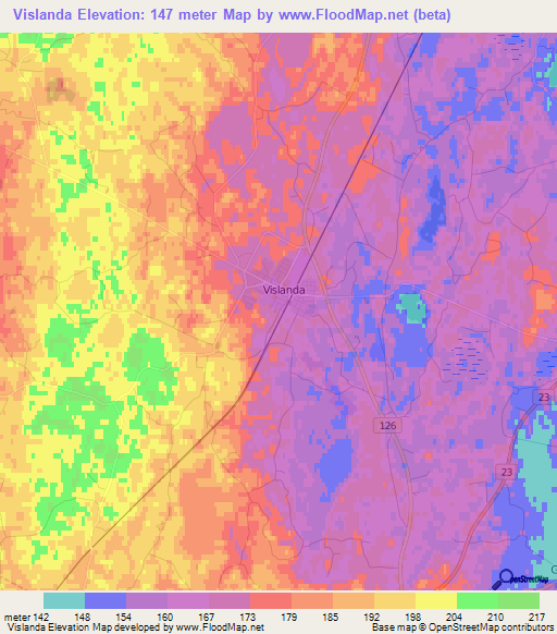 Vislanda,Sweden Elevation Map