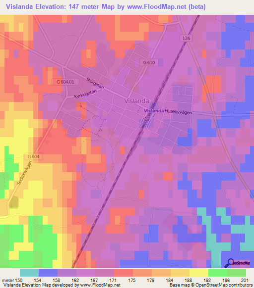 Vislanda,Sweden Elevation Map