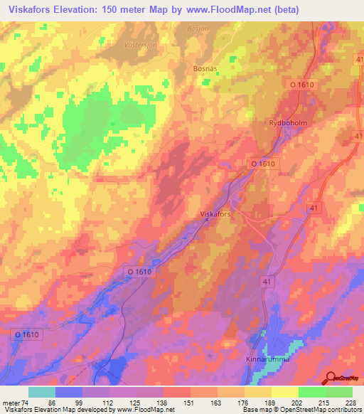 Viskafors,Sweden Elevation Map