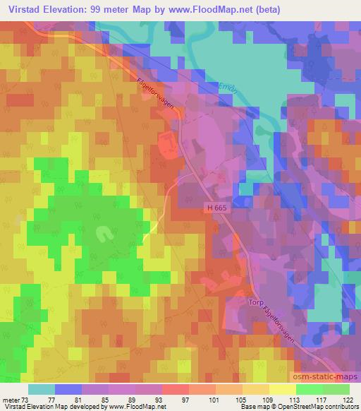 Virstad,Sweden Elevation Map