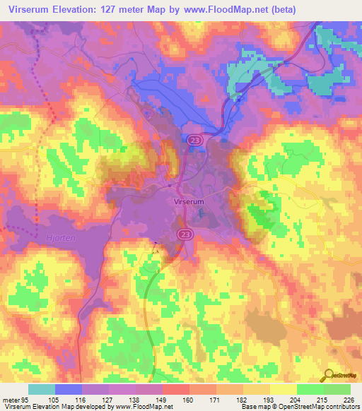 Virserum,Sweden Elevation Map