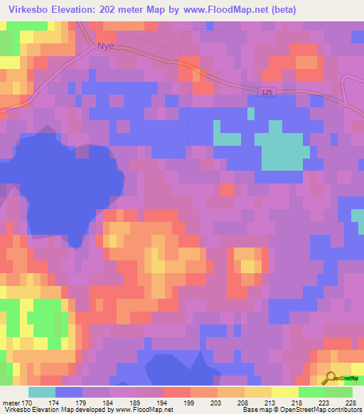 Virkesbo,Sweden Elevation Map