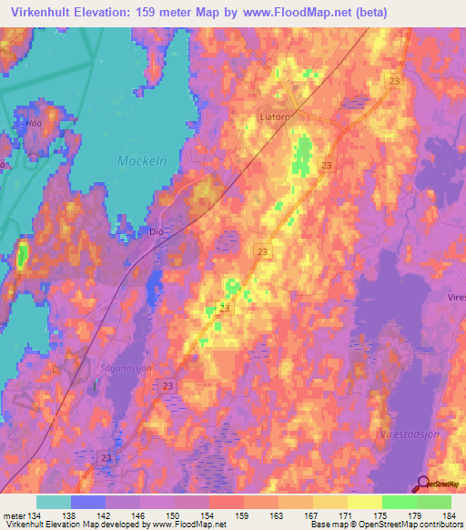 Virkenhult,Sweden Elevation Map