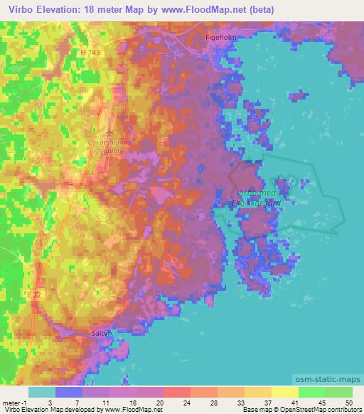 Virbo,Sweden Elevation Map