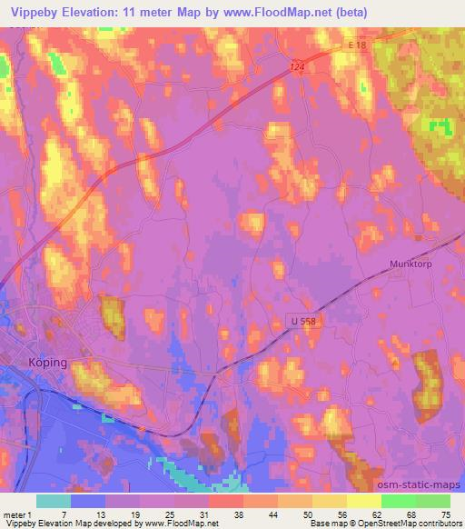 Vippeby,Sweden Elevation Map