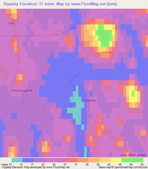 Vippeby,Sweden Elevation Map