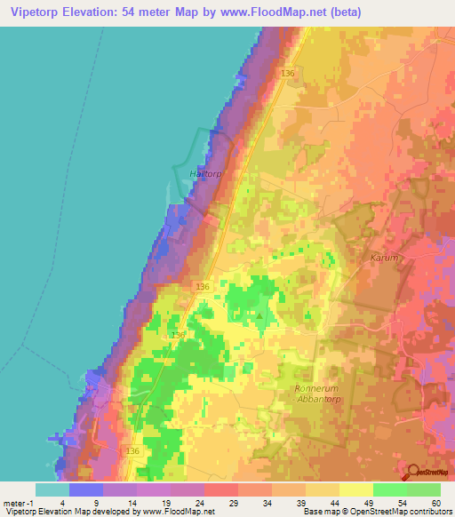 Vipetorp,Sweden Elevation Map