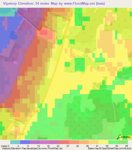 Vipetorp,Sweden Elevation Map