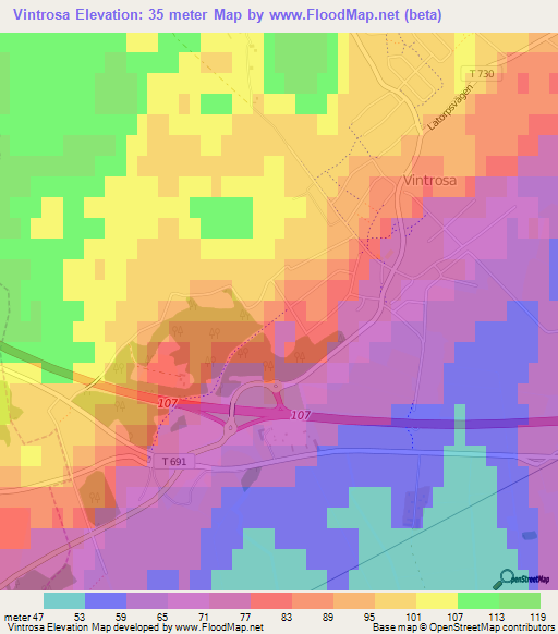 Vintrosa,Sweden Elevation Map