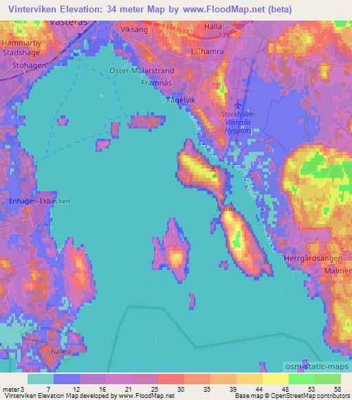 Vinterviken,Sweden Elevation Map