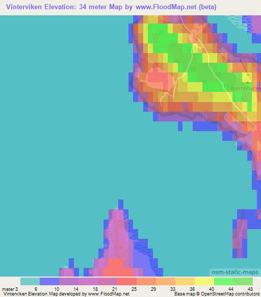 Vinterviken,Sweden Elevation Map