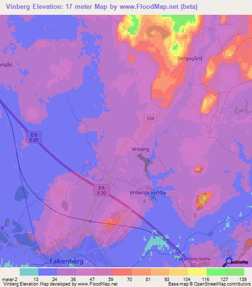 Vinberg,Sweden Elevation Map