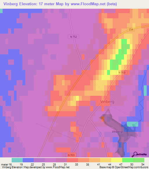 Vinberg,Sweden Elevation Map