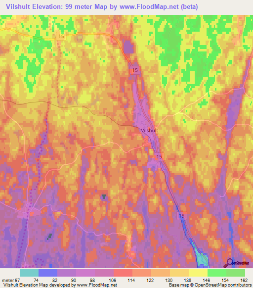 Vilshult,Sweden Elevation Map