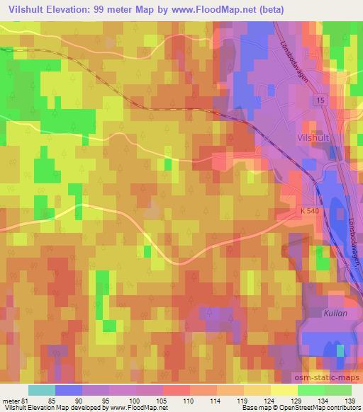 Vilshult,Sweden Elevation Map