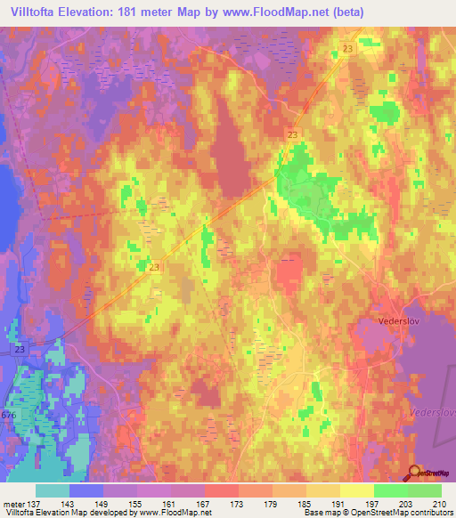 Villtofta,Sweden Elevation Map