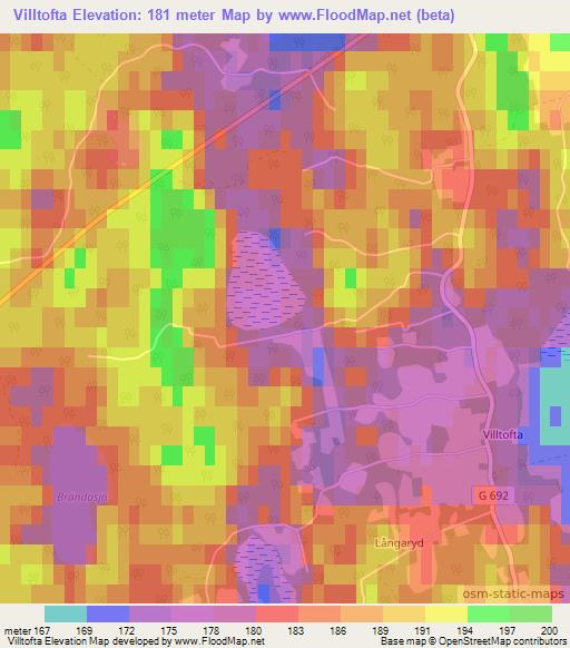 Villtofta,Sweden Elevation Map