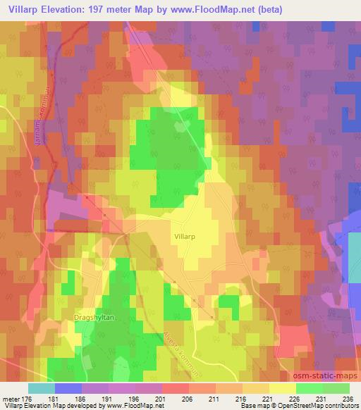 Villarp,Sweden Elevation Map