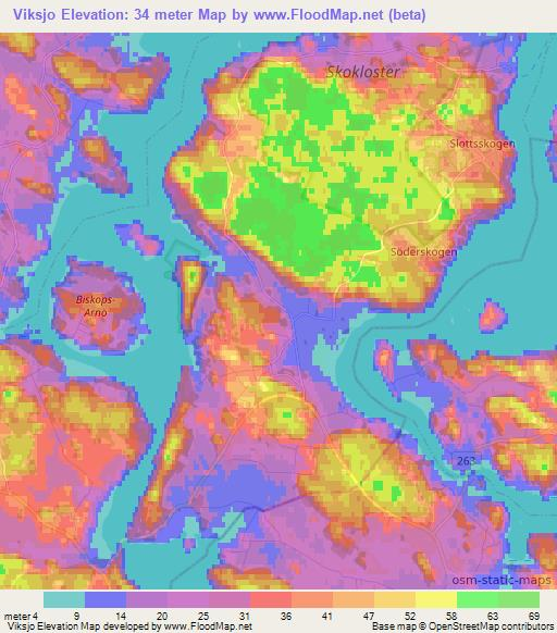 Viksjo,Sweden Elevation Map