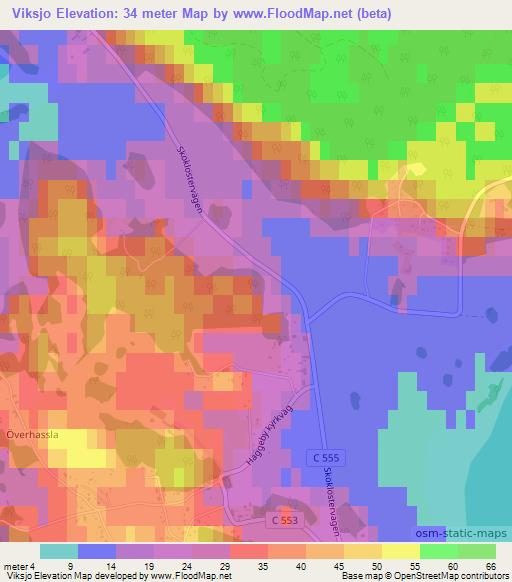 Viksjo,Sweden Elevation Map