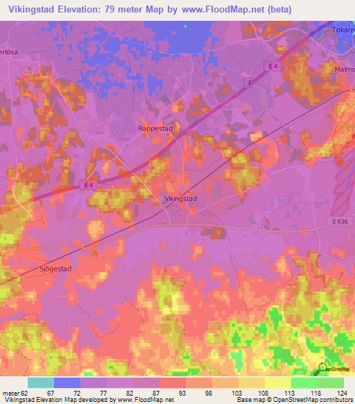 Vikingstad,Sweden Elevation Map