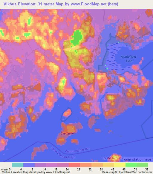 Vikhus,Sweden Elevation Map