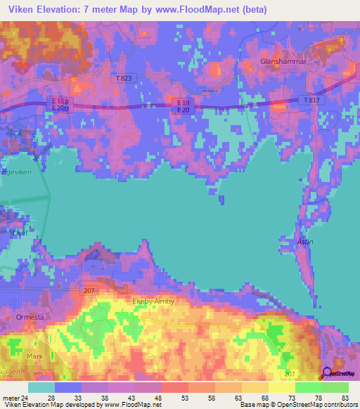 Viken,Sweden Elevation Map