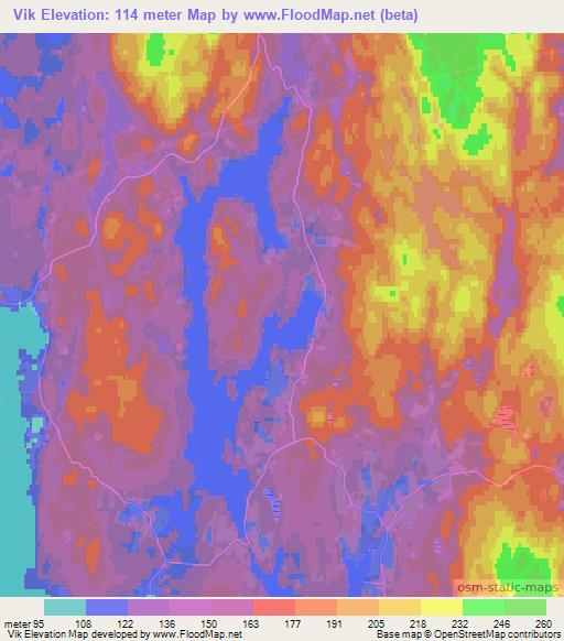 Vik,Sweden Elevation Map