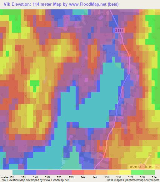 Vik,Sweden Elevation Map