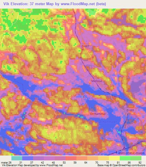 Vik,Sweden Elevation Map