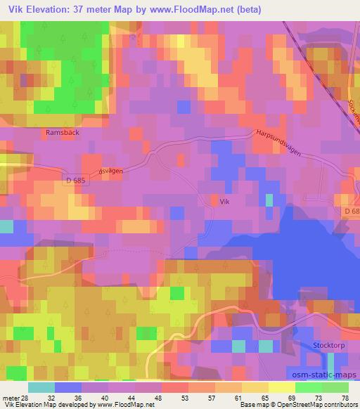 Vik,Sweden Elevation Map