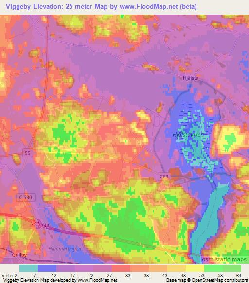 Viggeby,Sweden Elevation Map