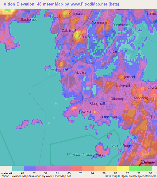 Vidon,Sweden Elevation Map