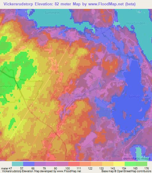 Vickersrudstorp,Sweden Elevation Map