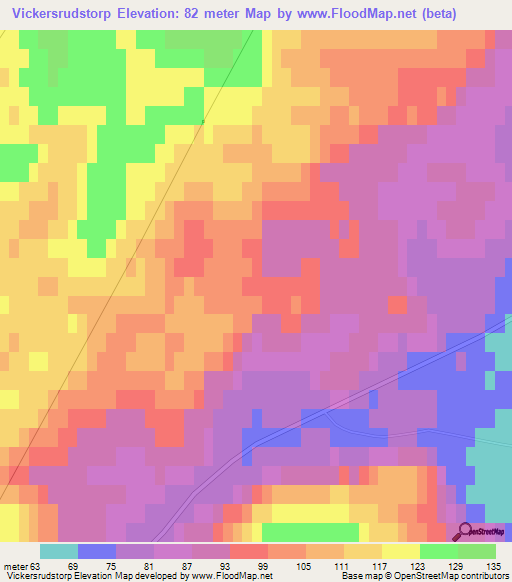 Vickersrudstorp,Sweden Elevation Map