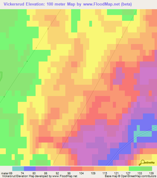 Vickersrud,Sweden Elevation Map