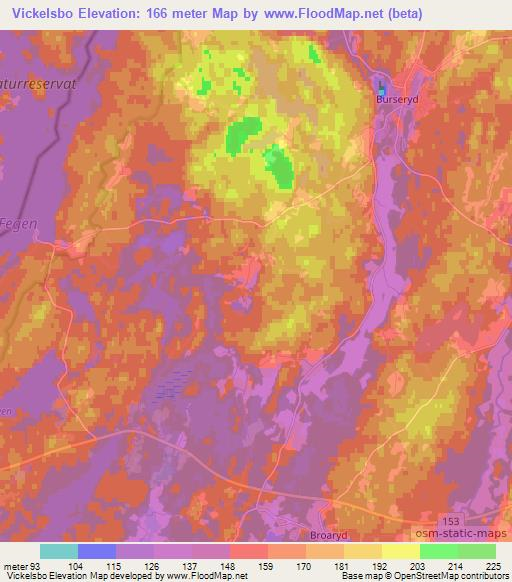 Vickelsbo,Sweden Elevation Map