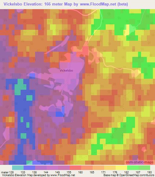 Vickelsbo,Sweden Elevation Map