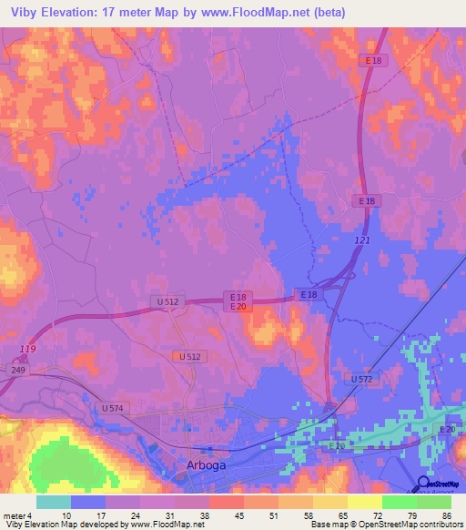 Viby,Sweden Elevation Map