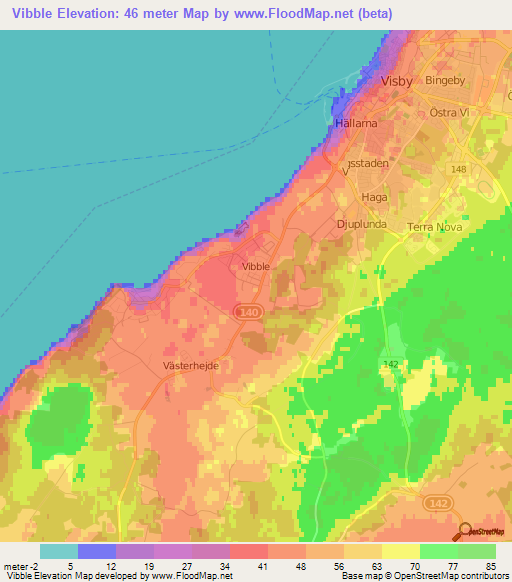 Vibble,Sweden Elevation Map