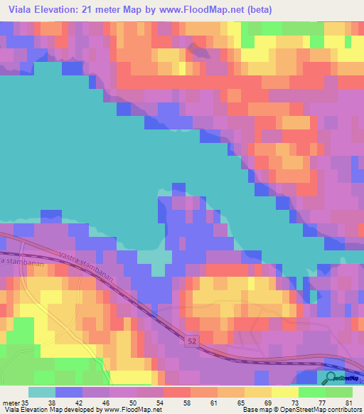 Viala,Sweden Elevation Map