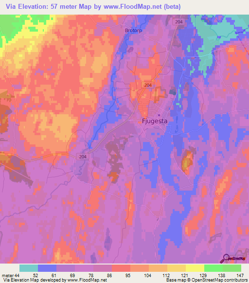 Via,Sweden Elevation Map