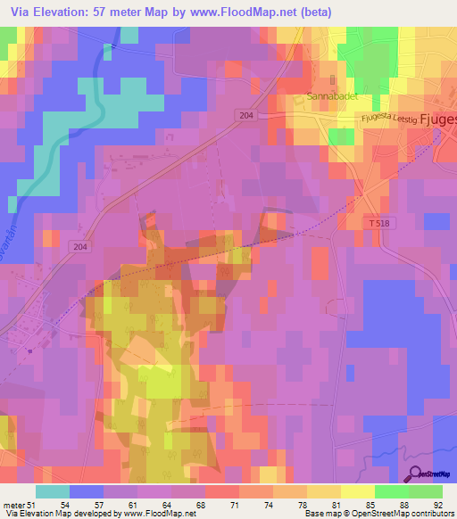 Via,Sweden Elevation Map