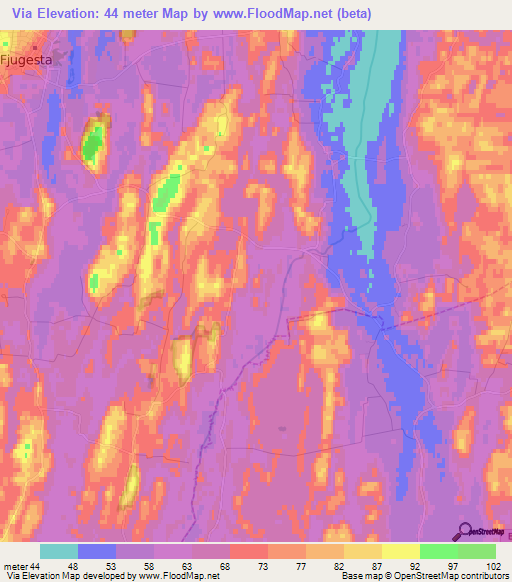 Via,Sweden Elevation Map